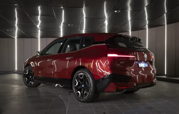 BMW, Red, Side, Sport, Parking, Rear, BMW iX, BMW iX xDrive50