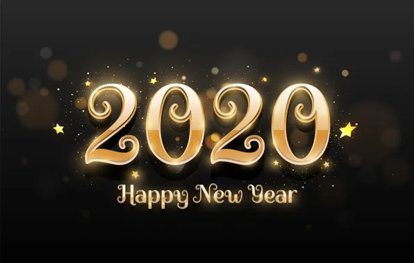 Картинка фон, золото, надпись, черный, новый год, 2020