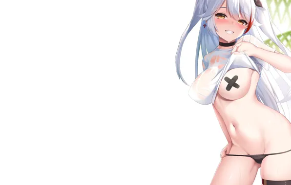 Girl, sexy, boobs, anime, pretty, breasts, bikini, plaster