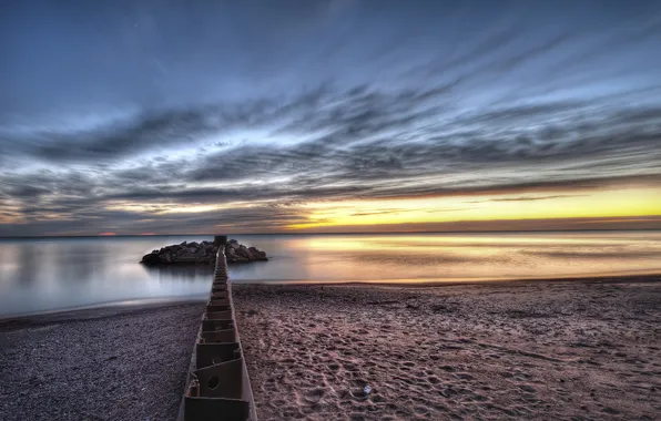 Море, пляж, пейзаж, закат