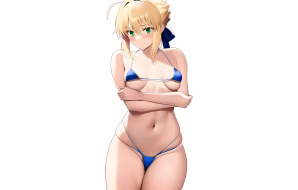 Girl, sexy, cleavage, erect nipples, green eyes, boobs, sexy girl, anime