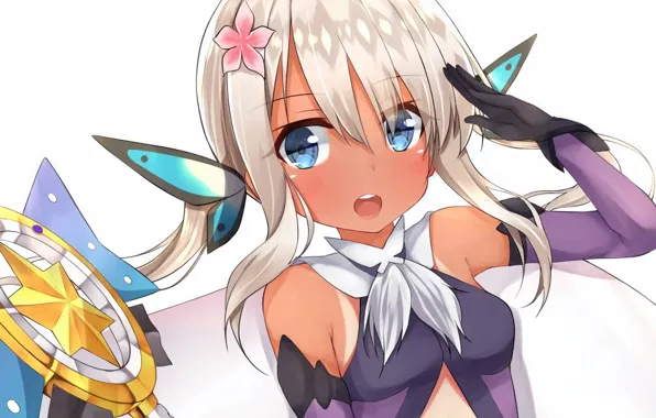 Girl, sexy, blouse, long hair, anime, fairy, blue eyes, beautiful
