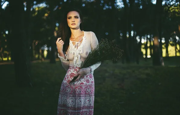 Лето, девушка, цветы