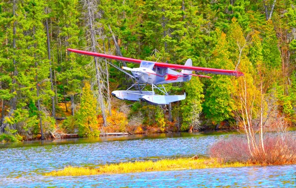 Canada, river, landscape, nature, beautiful, lake, plane, blue sky