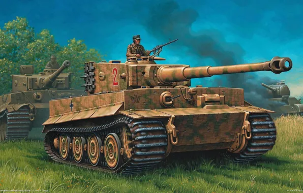 Картинка тигр, война, танк, рисованные
