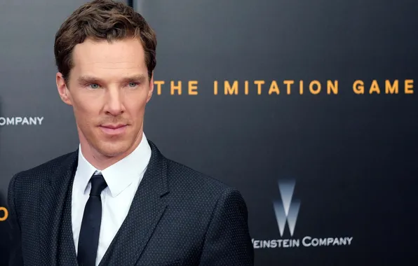 Взгляд, фон, знаменитость, Бенедикт Камбербэтч, Benedict Cumberbatch, британский актер, строгий костюм