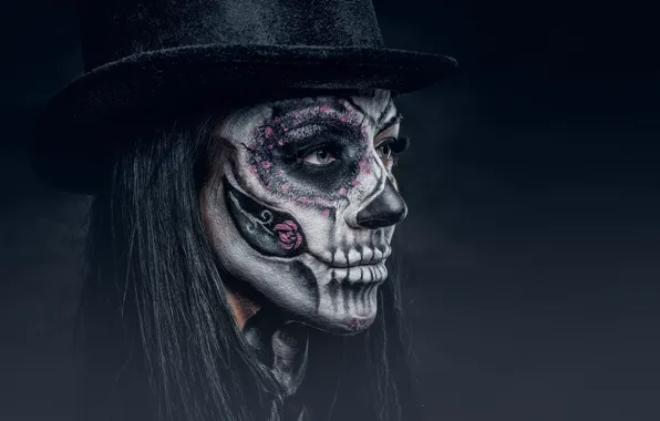 Woman, makeup, hatter, day of the dead
