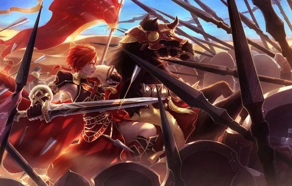 Конь, аниме, арт, парень, Fate Grand Order