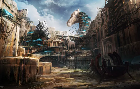 Город, здания, строительство, Godfire, Trojan Horses