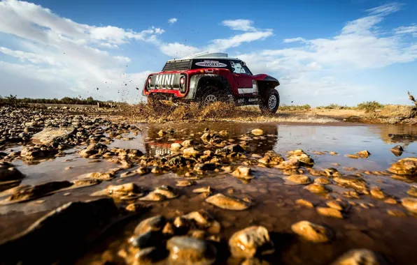 Вода, Mini, Спорт, Лужа, Брызги, Rally, Dakar, Дакар