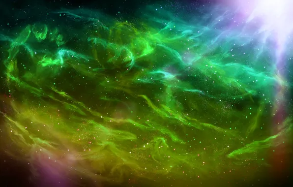 Картинка небо, звезды, лучи, свет, туманность