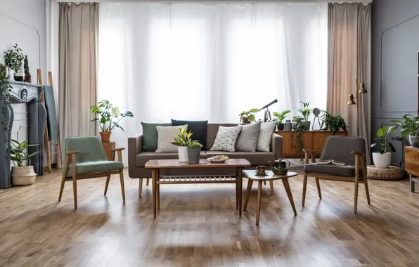 Дизайн, стиль, интерьер, гостиная, mid-century modern, каминная римса