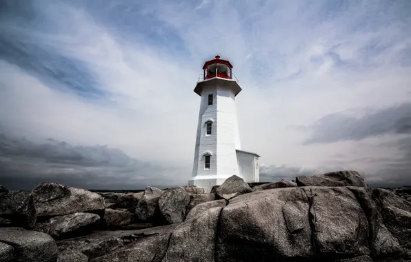 Скалы, маяк, Канада, Nova Scotia, Новая Шотландия, Peggys Cove