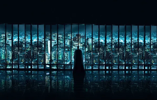 Картинка город, Окно, Бэтмен