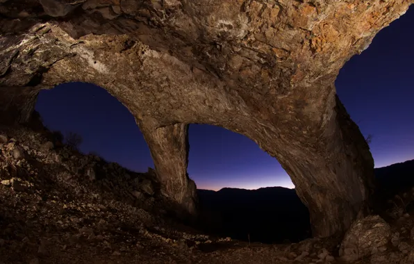 Картинка небо, арка, пещера, свод