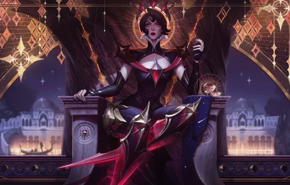 Девушка, фэнтези, трон, League of Legends, Camille, Riot Games