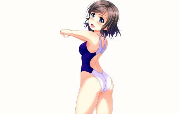 Girl, sexy, ass, boobs, anime, blue eyes, beautiful, short hair