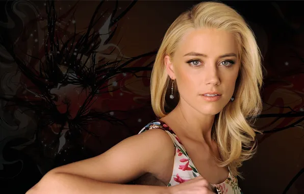 Картинка девушка, лицо, рука, актриса, блондинка, красотка, шея, Amber Heard