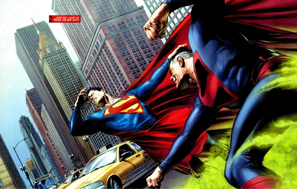 Картинка superman, битва, new york, нью йорк, комикс, супермэн, dc comics, superhero