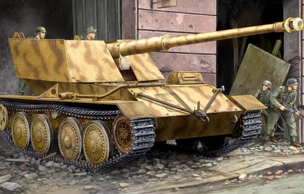 Рисунок, броня, Waffentrager, 88mm, Pak-43, Krupp/Ardelt, немецкая сау
