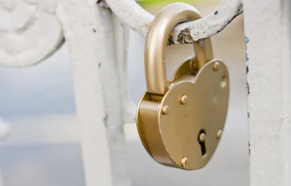 Golden, heart, padlock