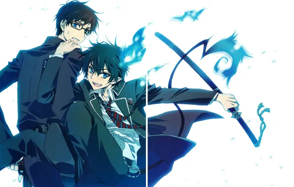 Аниме, арт, парни, братья, Ao no Exorcist, Синий экзорцист, Рин, Юкио