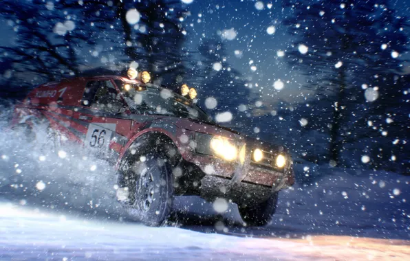 Картинка снег, ночь, скорость, land rover, Dirt 3
