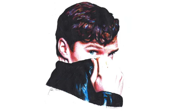 Взгляд, рисунок, воротник, Бенедикт Камбербэтч, Benedict Cumberbatch, by shuploc