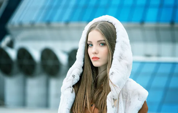 Girl, beautiful, model, look, cute, hood, long-haired