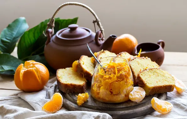 Десерт, выпечка, кекс, мандарин, читрус
