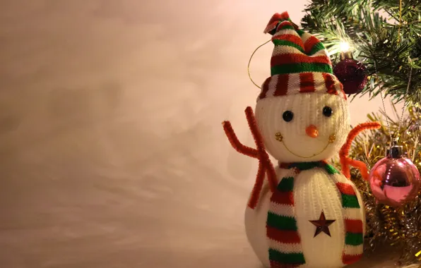 Зима, шарики, фон, праздник, игрушка, шарф, Рождество, Новый год