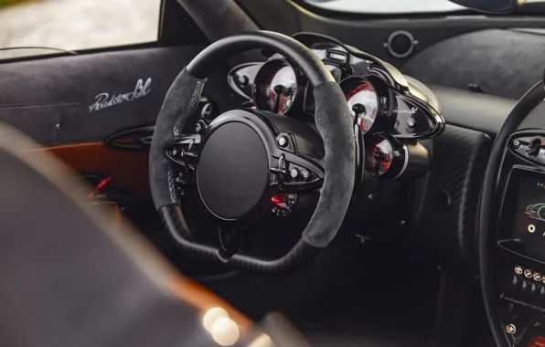 Картинка Pagani, Huayra, steering wheel, dashboard, torpedo, Pagani Huayra BC Roadster