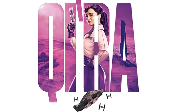 Star Wars, gun, weapon, science fiction, sci-fi, movie, Emilia Clarke, film