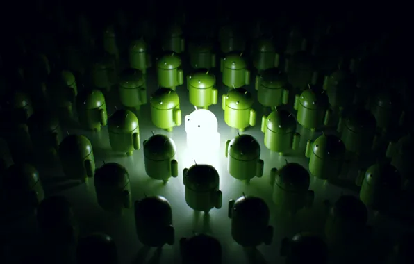 Свет, зеленый, green, роботы, зеленые, light, Android, robot