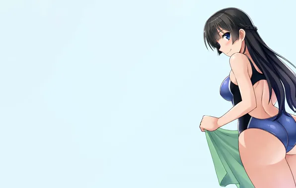 Girl, sexy, ass, long hair, boobs, anime, blue eyes, beautiful