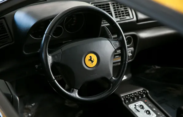 Картинка Ferrari, logo, F355, steering wheel, Ferrari 355 F1 GTS