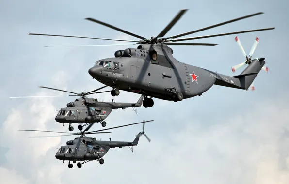 Картинка небо, полёт, лопасти, Ми-26, вертолёты