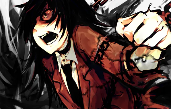 Девушка, арт, ярость, цепи, WataMote, Watashi ga motenai no wa dou kangaetemo omaera ga warui!, …