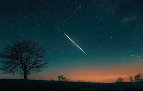 Minimal, space, star, sky, gradient, shooting