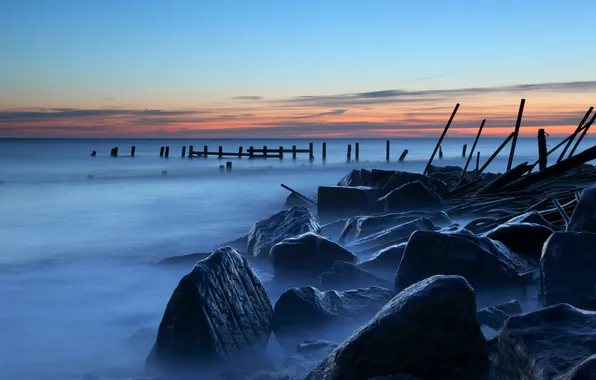 Картинка море, камни, берег, Англия