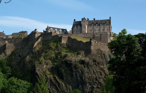 Картинка замок, скалы, крепость, эдинбург