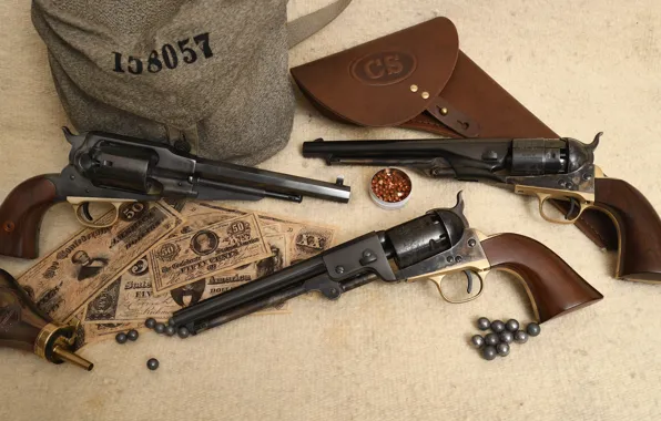 Оружие, деньги, 1851 Navy, 1858 Remington, 1860 Army