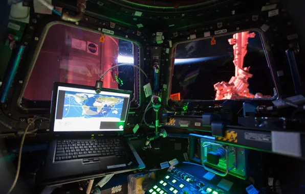 Space, graphics, wallpaper, metal, glass, fiber, logo, NASA