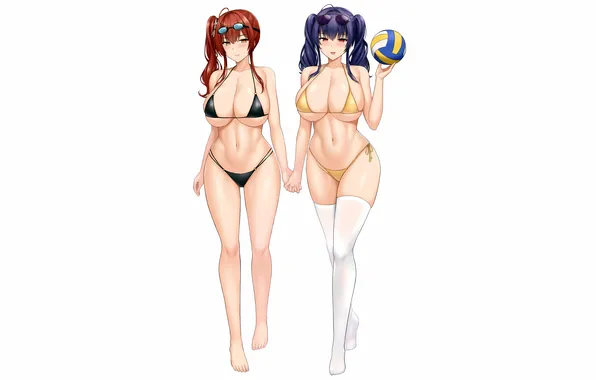 Sexy, cleavage, thighhighs, red hair, long hair, legs, girls, boobs
