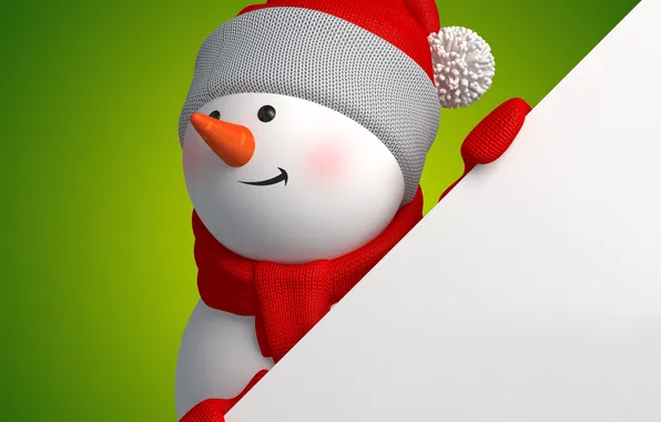 Рендеринг, новый год, снеговик, christmas, new year, cute, snowman, banner
