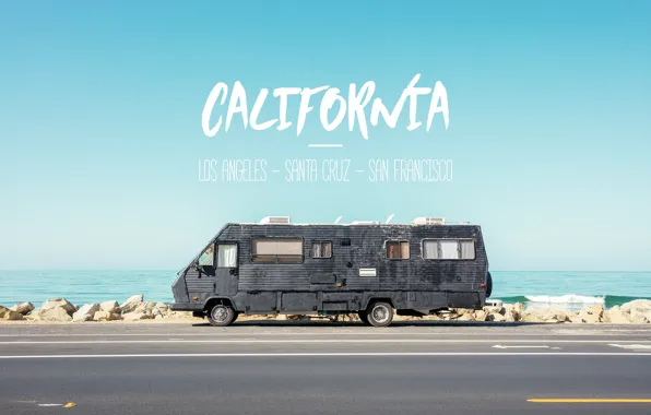 Дорога, транспорт, берег, автомобиль, CALIFORNIA
