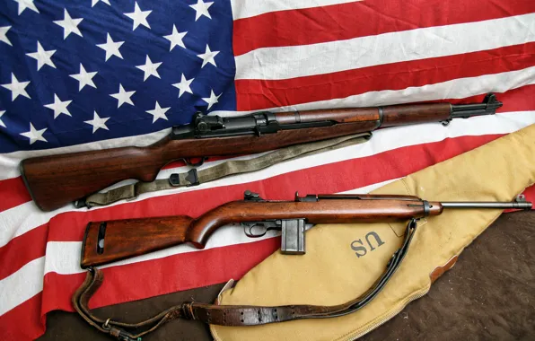 Флаг, винтовка, карабин, самозарядная, самозарядный, M1 Carbine, M1 Garand