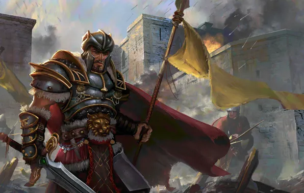 Картинка воин, крепость, стрелы, commander, monarch