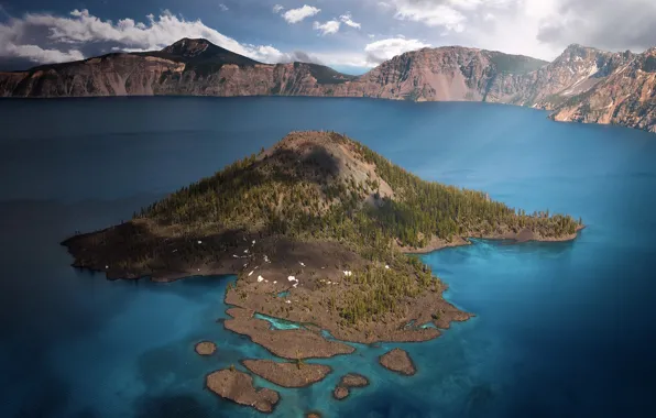 Природа, озеро, вулкан, США