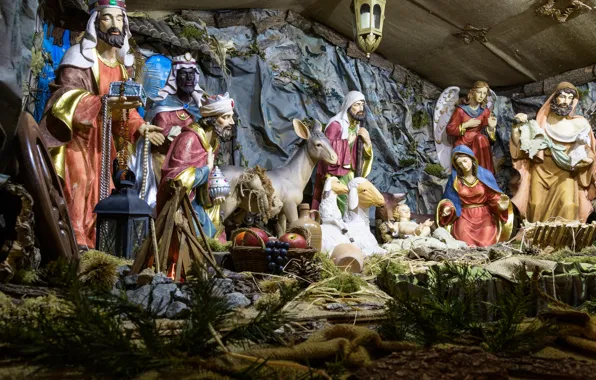 Рождество, рождение, религия, христос, иисус, детская кроватка